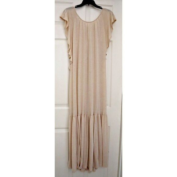Free People Beach OB1733779 Women's Sz M Oatmeal Terrazo Linen Blend Maxi Dress - Picture 1 of 14